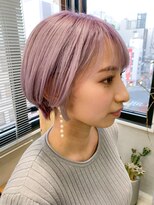 テトヘアー(teto hair) ブリーチカラー、ピンクベージュ、ピンクパープル、前下がり