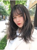 ミントグレージュ_厚めバングローライトアッシュブラウン