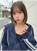 インナーカラーベージュ 内巻きボブ インナーカラー/原宿/表参道