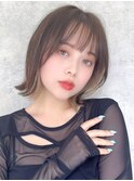 【overhair】外ハネボブ×インナーカラー×セピアベージュ