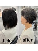 クセを活かした大人ショート/ミディアムヘア/暗めカラー/町田