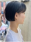 20代30代ミニボブ切りっぱなしボブぱっつん前髪シースルー顔周り