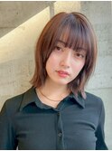 外はねボブ、軽めボブ、小顔カット、ピンクブラウン、海老名