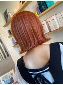 濡れ髪　切りっぱなし　くすみピンク　セミウェットウェーブ