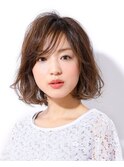 ２０代３０代４０代大人かわいい小顔ひし形ふんわりボブ