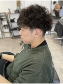 20代30代メンズスパイラルパーマワイルドオシャレ感アッシュ