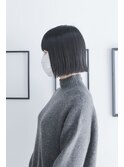 黒髪の切りっぱなしボブ