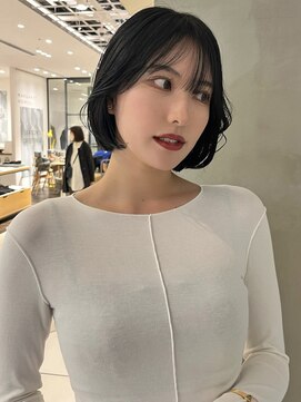 ピークアブー 銀座並木通り(PEEK-A-BOO) 大人ショートタッセルボブレイヤーボブ韓国ブルーブラック