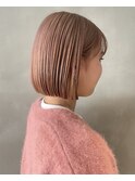 透明感抜群♪ダブルカラーブリーチハイトーンピーチピンクボブ