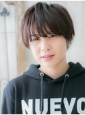 長めバングで作りこまないマットブラウンマニッシュ仙台愛子