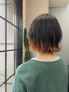 トロンヘアー(tronc hair) 裾カラーand切りっぱなしボブ