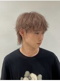 ピンクベージュ/メンズカット/メンズパーマ/メンズブリーチ/眉毛