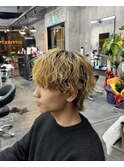 マッシュウルフメンズカットシャドウパーマメンズパーマブリーチ