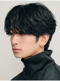 渋谷ニュアンスパーマ毛流れメンズカットセンターパート微分け