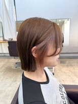 ジュノ 鹿児島中央店(Juno)&nbsp;イヤリングピンク×切りっぱなしボブ