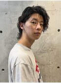 メンズウルフミディアム◎波巻きパーマサーフカール10代20代人気