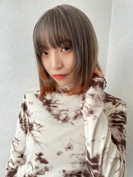 ノア(NOA by KENJE) エンドカラーアプリコット×ミディアムボブ【星野弘樹】