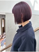 艶髪　髪質改善　切りっぱなしボブ　ピンクパープル　大須　西田