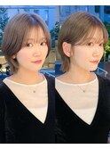 ナチュラル小顔前髪あり後れ毛サイドバング結べるボブくびれヘア