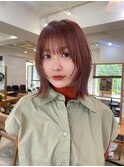 ボブレイヤーボブルフ似合わせカットアプリコットオレンジ