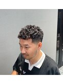 パーマメンズ極道パーマフェザーパーマブルーブラック