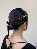 タイトヘアアレンジ／お呼ばれヘア_ミニウルフチェリーブラウン