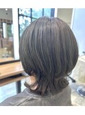 ウフルカット/レイヤー/ブリーチ/グレー/ブルー