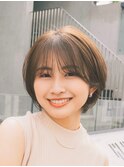 ショート ショートボブ ハイライトカラー 縮毛矯正 夏