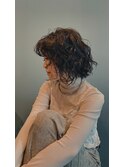 ボブパーマ/ヘアアレンジ/寒色ベージュ/暗めグレージュ