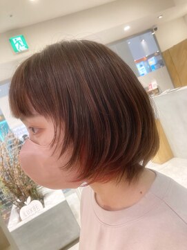 レイヤーボブ☆イヤリングカラー☆コーラルピンク