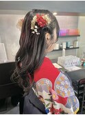 卒業式/袴/ヘアアレンジ/ハーフツイン/ハーフアップ/巻き髪