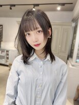 カシュカシュ 表参道(cache cache)&nbsp;ハッシュカットレイヤーカット黒シースルーぱっつんウルフカット