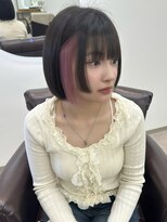クオリア(qualia)&nbsp;ボブヘア＋姫カット＋ピンクイヤリングカラー
