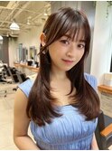 前髪　小顔ヘア　ワンレンレイヤーボブルフ　２０３０４０代