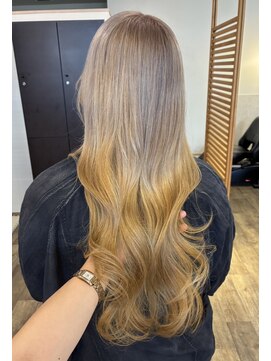 桃の木 ヘアー(桃の木 hair) ホワイトミルクティーイエローグラデーション（ブリーチカラー）