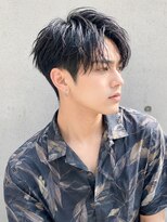 フレイムス ヘア アンド リラックス 高崎駅西口店(Frames hair&relax)&nbsp;黒髪ミディアムツーブロックセンターパート
