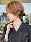 くびれショート/マロンブラウン/大人ショートボブ／山口