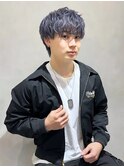 メンズ/マッシュ/束間ツーブロック/ラベンダーシルバー/ブリーチ