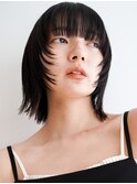 大人可愛い20代30代40代黒髪前下がりひし形小顔ボブ丸みショート