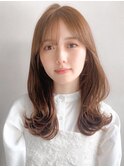 こなれヘアアプリコットオレンジ前髪似合わせカットうるツヤ