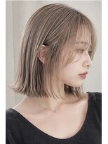 ヘアアンドメイク アース 入間店(HAIR&MAKE EARTH)&nbsp;外ハネボブ × シアーベージュ