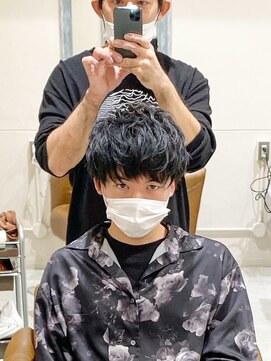 フレーム なんば店(FRAME) ショートマッシュスパイラルパーマフェザーマッシュ束感ヘア