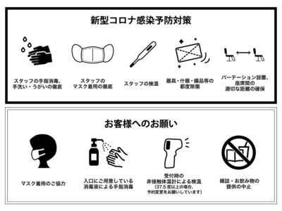 マスク着用、除菌等コロナ対策を徹底して行っています！