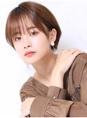 大人可愛い小顔美髪ツヤ髪ひし形ショートモカブラウンA4