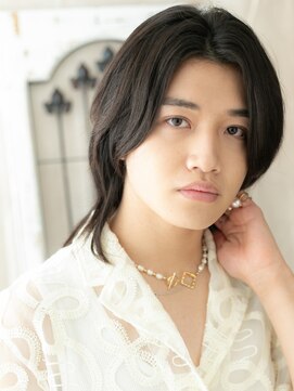 グルーミングサロン バーバー キャッスル 北浦和西口(Grooming salon Barber Castle) アッシュブラックでナチュラルなミディアムウルフD北浦和