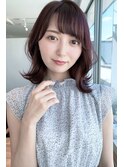 くびれひし形外ハネミディ×ショコラブラウンカラー20代30代40代