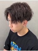 センターパート波巻きパーマスパイラルパーマツイストスパイラル