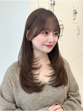 韓国風巻きフェミニンロング×メルティカラー×美髪×新宿 