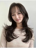韓国風/レイヤー/前髪カット/オリーブ/透明感/ハッシュカット