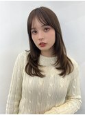 前髪カット／レイヤーカット／艶ベージュ/前髪カット/ミディアム